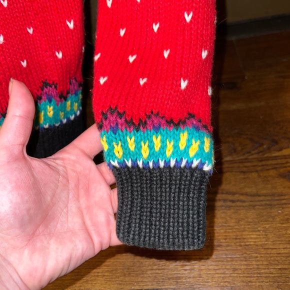 Complements 90s Retro Red Colorful Knit Button Up Cardigan Sweater Size S - Picture 10 of 14